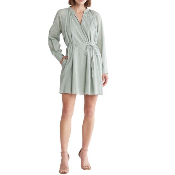 NWT Rebecca Taylor long sleeve cotton shift dress. Color: mint. Size XS - Picture 3 of 15